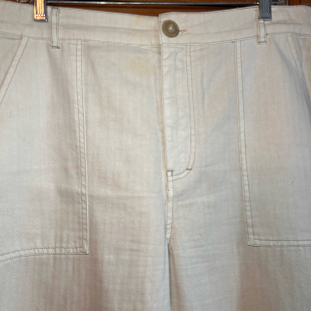 FREE PEOPLE Women's' Beige Sunday Skies Straight Wide Leg Cotton Boho Pants 12 - Picture 3 of 9